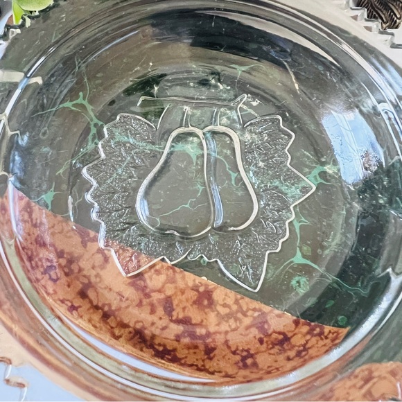 Vintage Adams & Co Domed Butter Cheese Dish 2 Pc Clear Pressed Glass Pear Motif - Picture 4 of 13